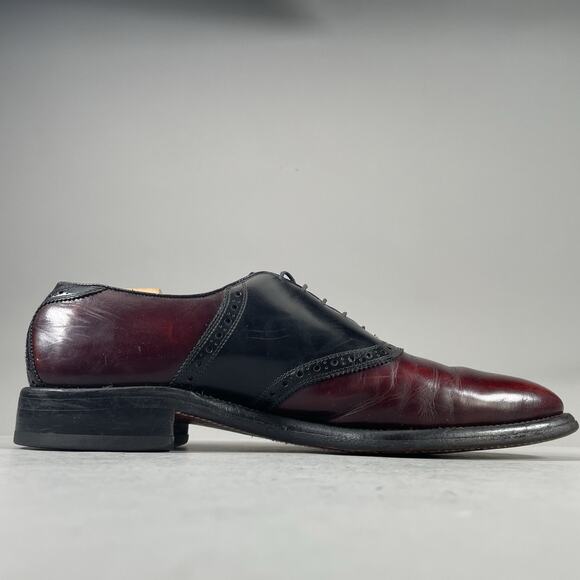 Allen Edmonds Polo Men\'s Size 11.5 A Two Tone Oxblood Saddle Dress Shoes Lace Up main image 8